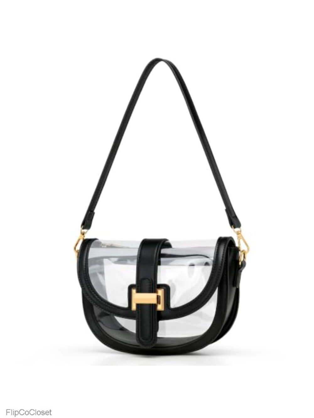 Clear TPU Saddle Shoulder Bag with Faux Leather Trim, 2 Detachable Straps,
